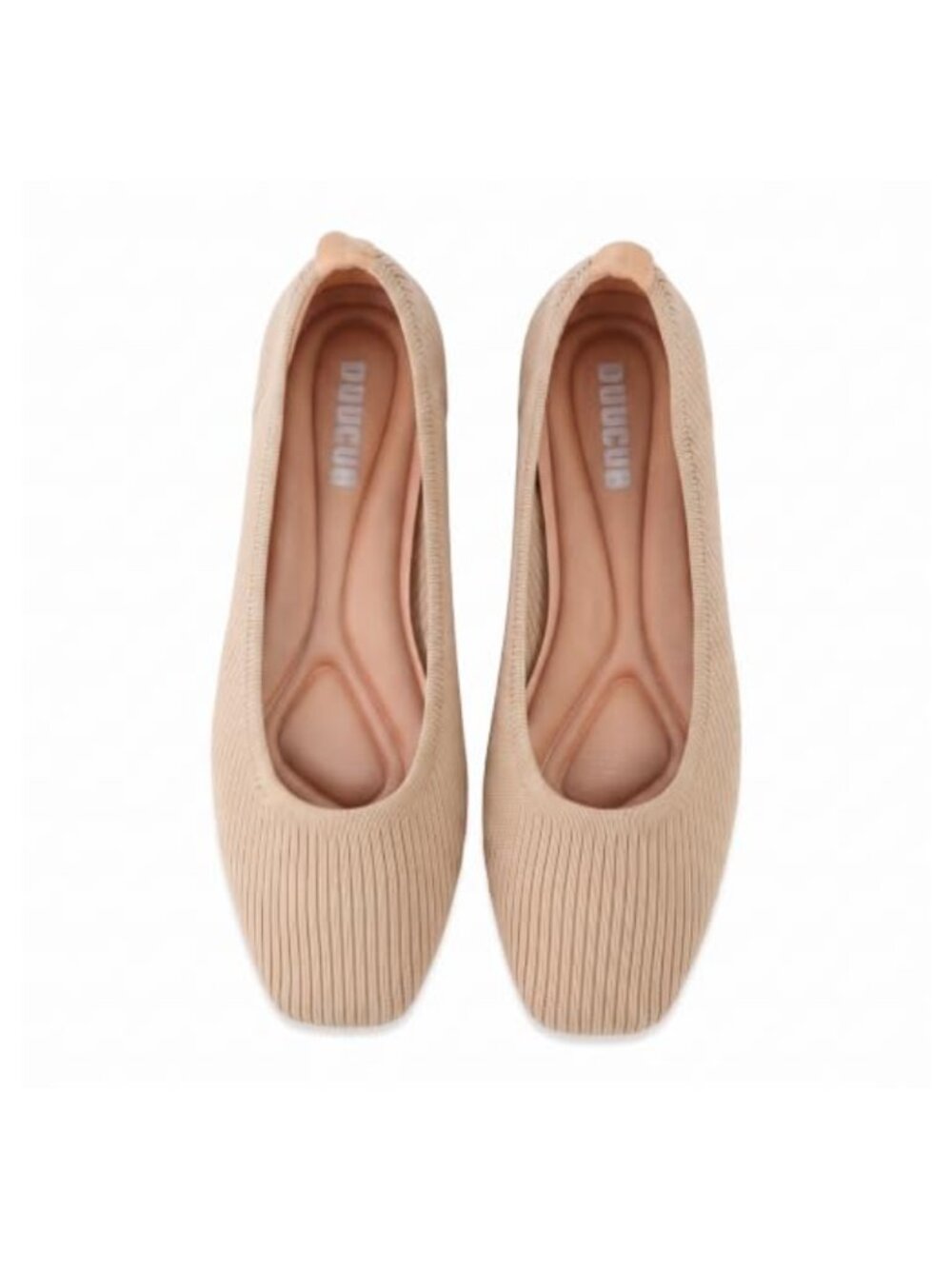 Women's Knit Foldable Ballet Flats Square Toe Memory Foam Slip-On Comfort Shoes